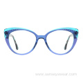 Custom Fashion Women Diamond Acetate Optical Frame Glasses